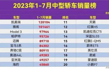 b级车销量排行榜(b级车销量排行榜2023年9月)